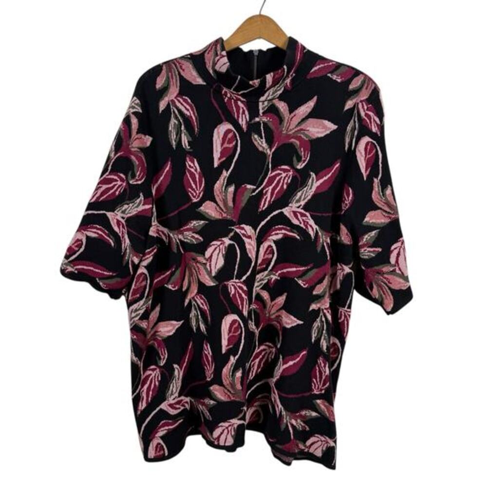 Chico's Women Floral Mock Neck Sweater Top Sz 4‎ (US XXL) Knit Boho Artsy Modest